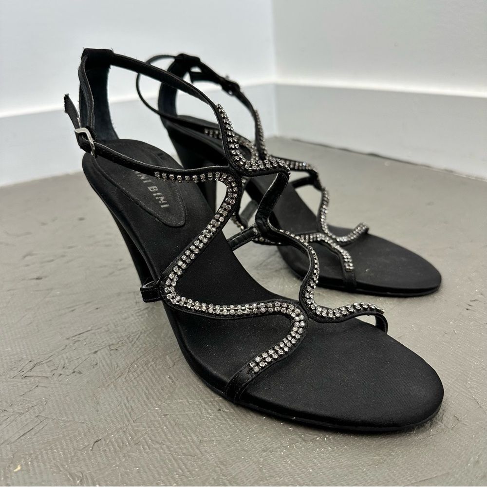 Gianni Bini Black Rhinestone Strappy Heels